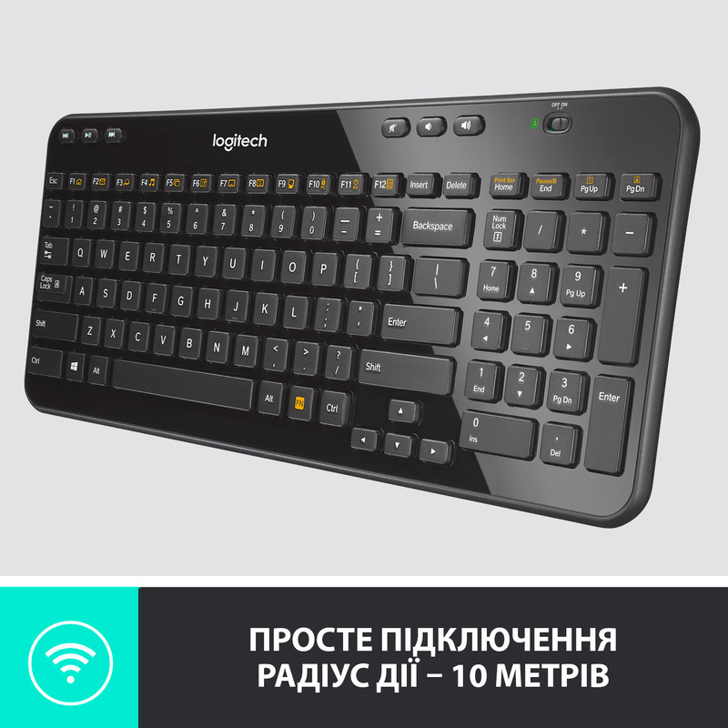 Клавiатура Logitech K360 UA Wireless (Black) 920-003080 - фото - №3