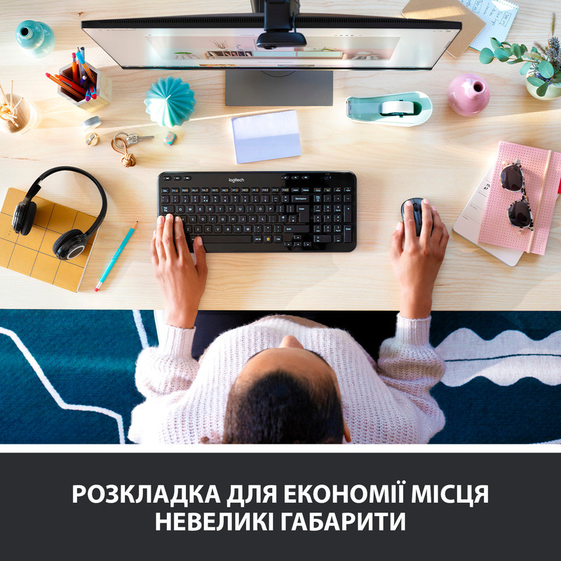 Клавiатура Logitech K360 UA Wireless (Black) 920-003080 - фото - №4