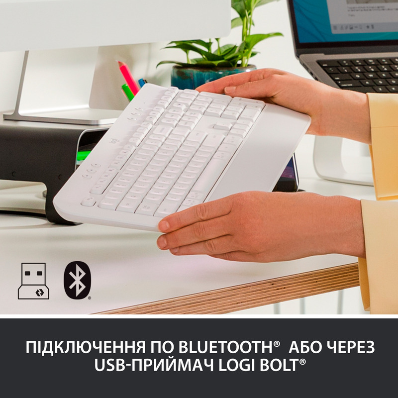 Клавiатура Logitech K650 Signature UA USB/Bluetooth (White) 920-010977 фото