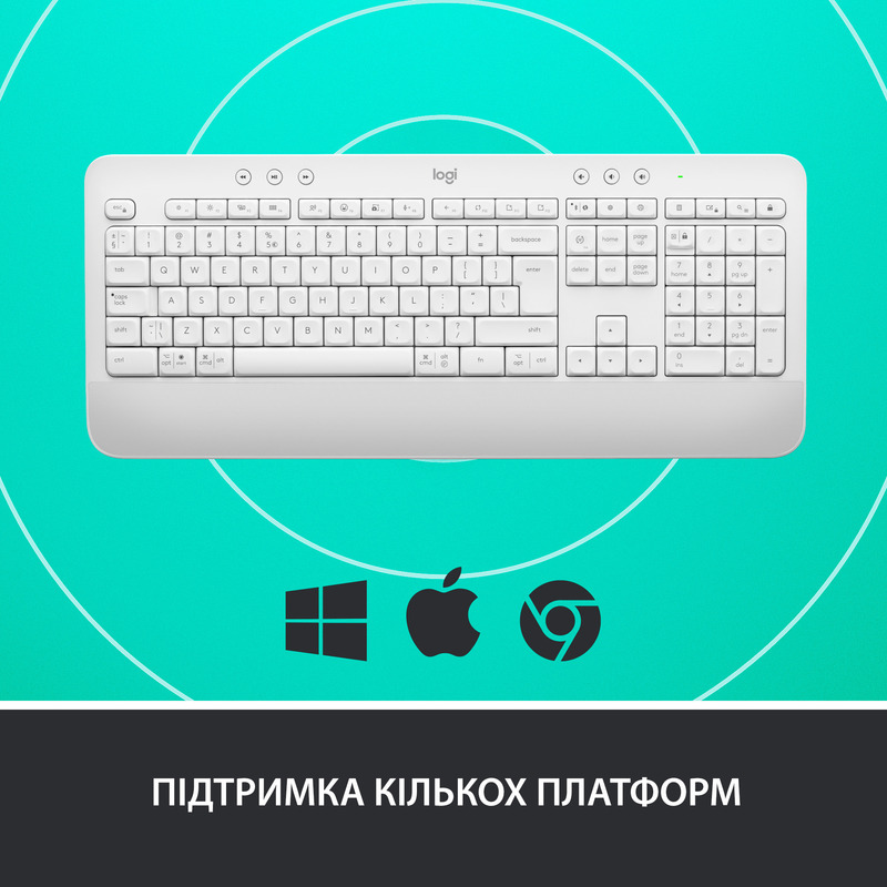 Клавiатура Logitech K650 Signature UA USB/Bluetooth (White) 920-010977 фото
