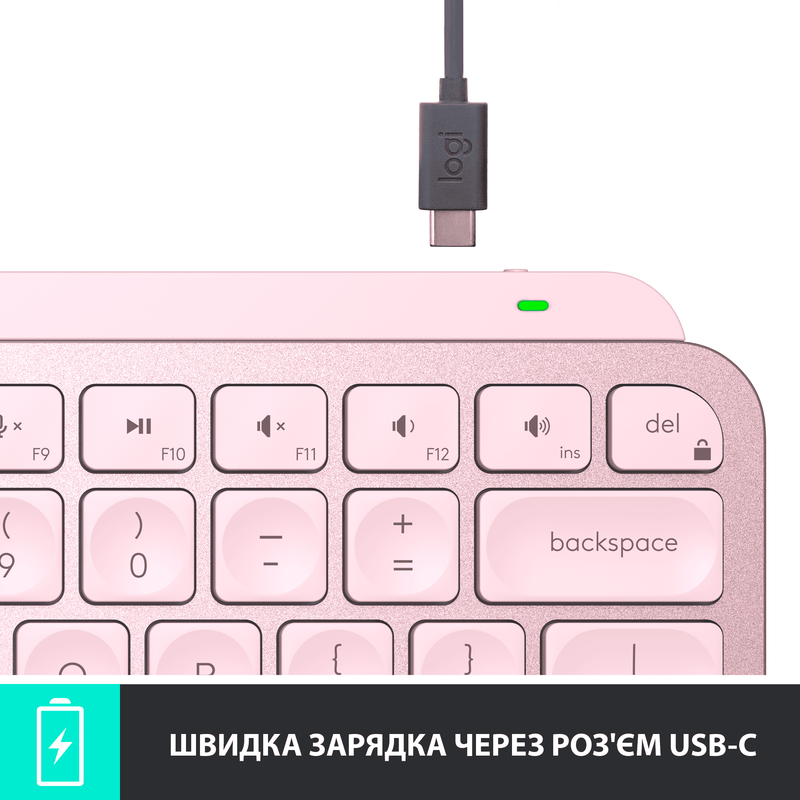 Клавиатура Logitech MX Keys Mini Minimalist Illuminated UA Wireless (Rose) 920-010500 - фото - №7