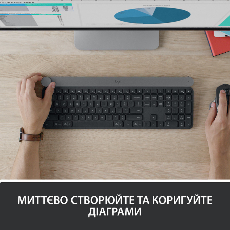 Клавiатура Logitech CRAFT UA USB/Bluetooth (Black) 920-008504 - фото - №2