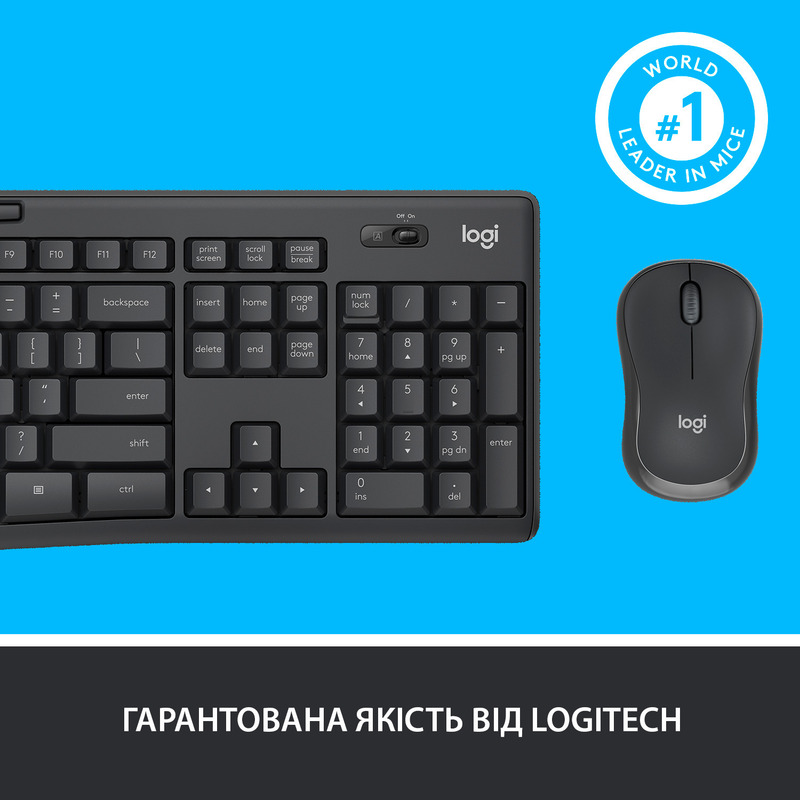 Комплект Logitech MK295 Silent UA Wireless (Graphite) 920-009800 фото