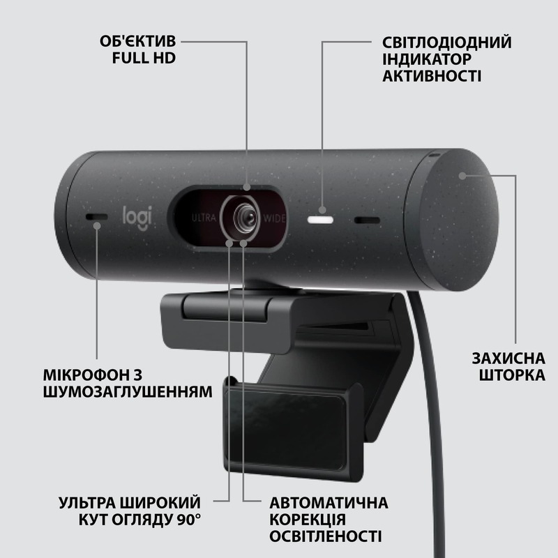 Камера для стрімінгу Logitech BRIO 500 (Graphite) L960-001422 фото