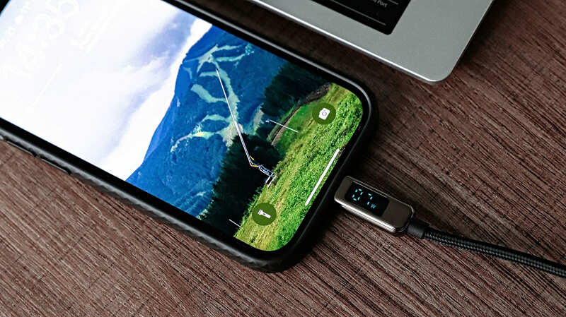 Кабель USB-C to Lightning Q.Energy 1m Digital LED display 30W (Black) фото