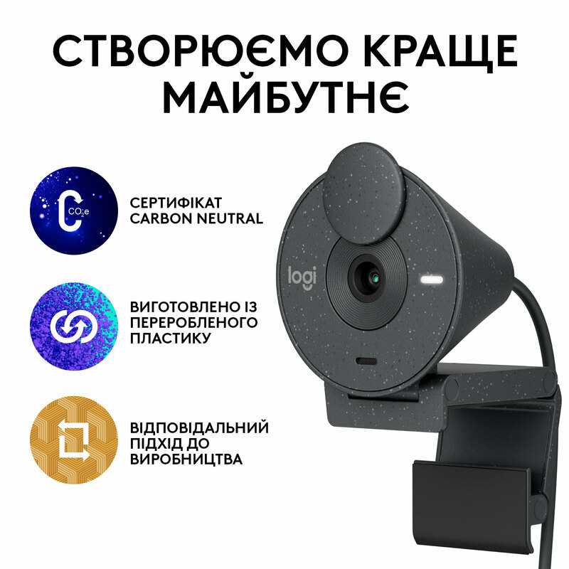Камера для стрімінгу Logitech BRIO 300 FHD Graphite (960-001436) - фото - №7