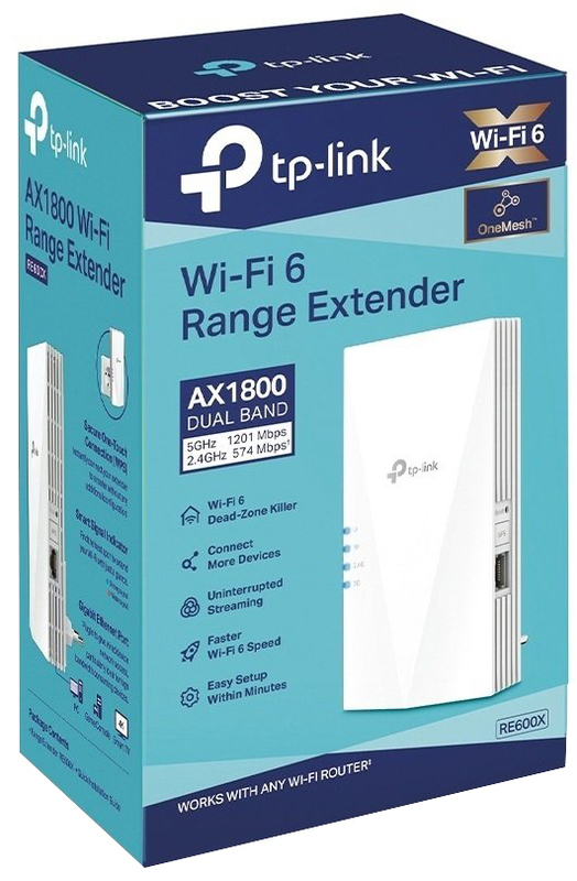 Пiдсилювач Wi-Fi сигналу TP-Link RE600X AX1800 574+1201Мбит/с фото