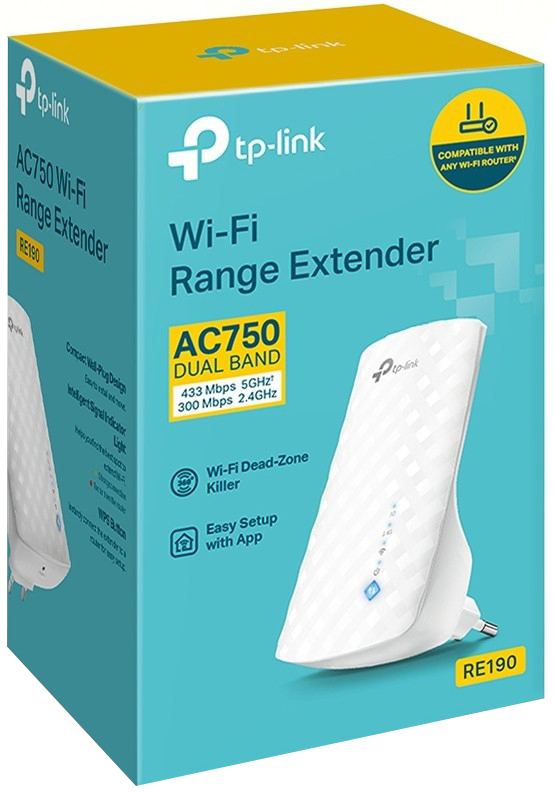 Пiдсилювач Wi-Fi сигналу TP-Link RE190 AC750 300+433Мбит/с фото