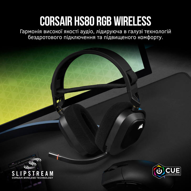 Гарнітура ігрова Corsair HS80 RGB Wireless (Carbon) CA-9011235-EU фото