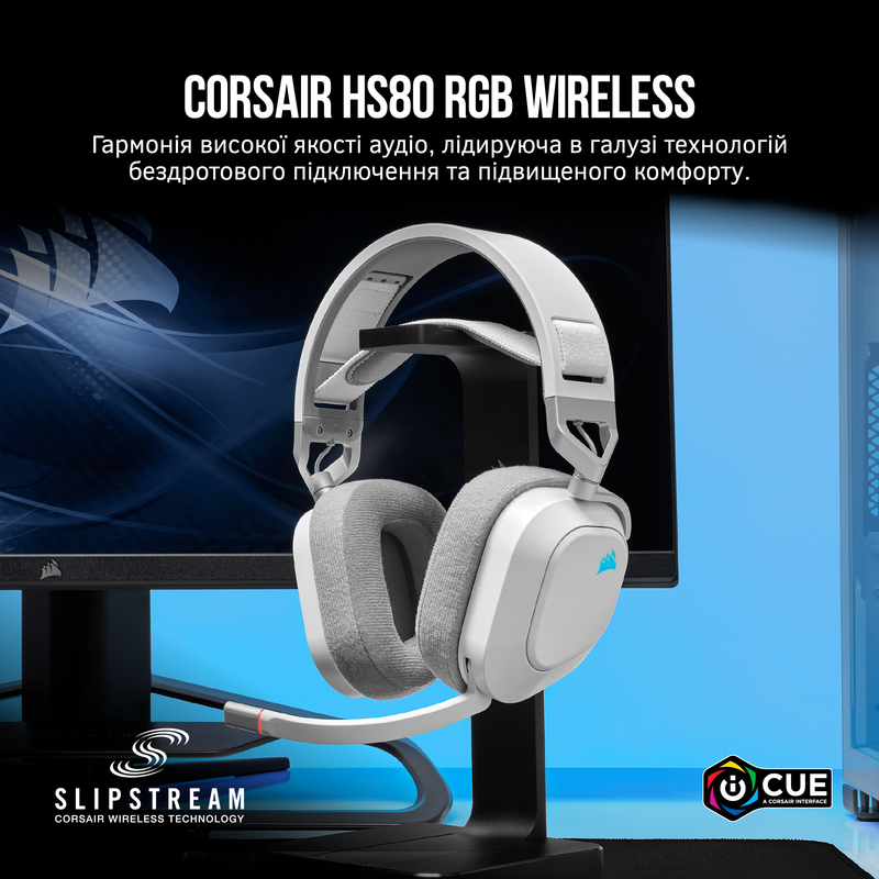 Гарнітура ігрова Corsair HS80 RGB Wireless (White) CA-9011236-EU фото