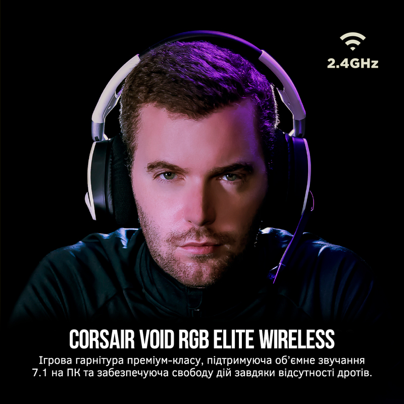 Гарнітура ігрова Corsair VOID RGB ELITE Wireless (White) CA-9011202-EU фото