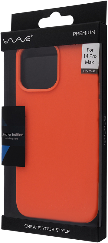 Чохол для iPhone 14 Pro Max WAVE Premium Leather MagSafe (Orange) фото