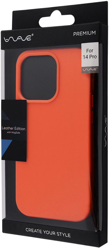 Чохол для iPhone 14 Pro WAVE Premium Leather MagSafe (Orange) фото