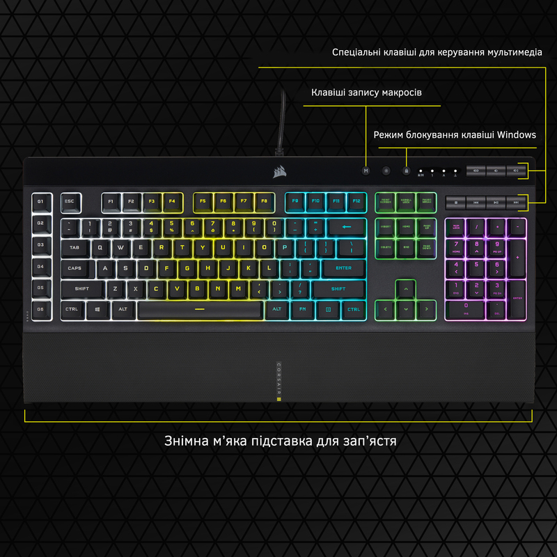 Игровая клавиатура Corsair K55 RGB PRO (Black) CH-9226765 фото