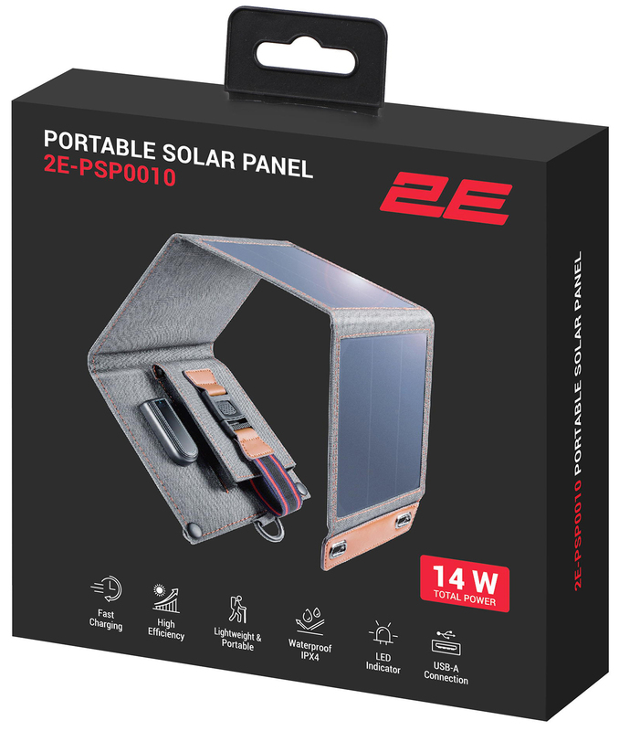 Портативна сонячна панель 2E 14 Вт, USB-A 5В/2.4A фото