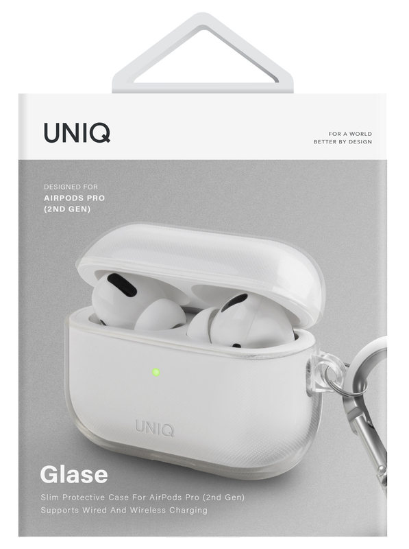 Чохол UNIQ GLASE AIRPODS PRO 2ND GEN (2022) HANG CASE GLOSSY CLEAR фото