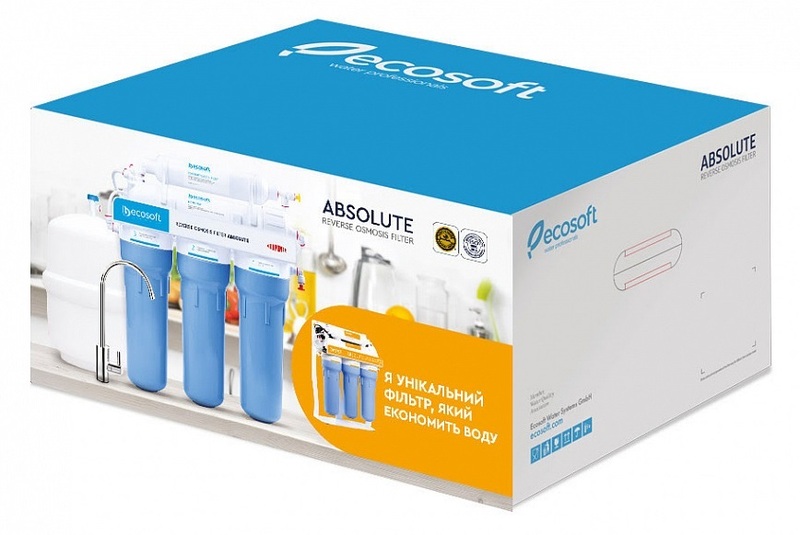 Фільтр зворотного осмосу Ecosoft Absolute з мінералізатором, 75 гал/добу, дренаж 1:1, подвійний кран (MO675MECO) - фото - №4