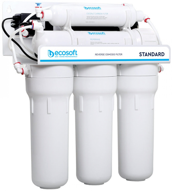Фільтр зворотного осмосу Ecosoft Standard 5-50P з помпою (1 вуг.картридж, простий кран, 50 гал) MO550PECOSTD фото