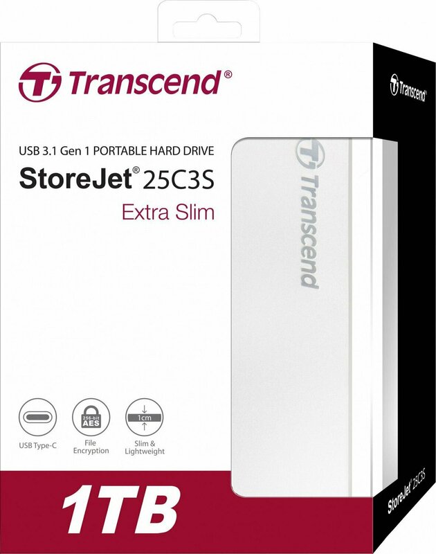 Зовнiшнiй HDD Transcend StoreJet 25C3S 1Tb 2.5" USB 3.1 Type-C срiблястий фото