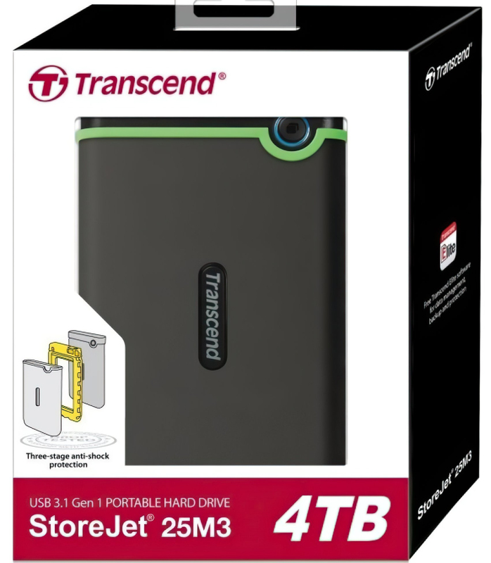 Зовнiшнiй HDD Transcend StoreJet 25M3S 4Tb 2.5" USB 3.1 Gen1 Iron Gray фото