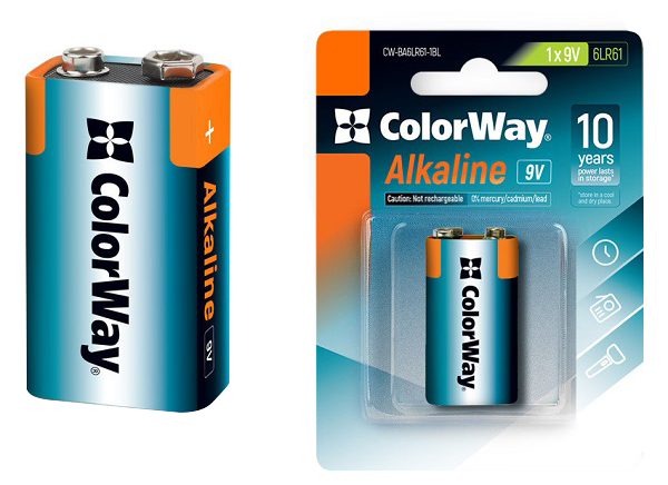 Батарейки СolorWay Alkaline 9V/6LR61 1шт фото