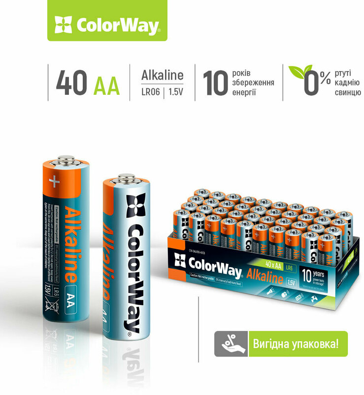 Батарейки СolorWay Alkaline AA блистер 40 шт. фото