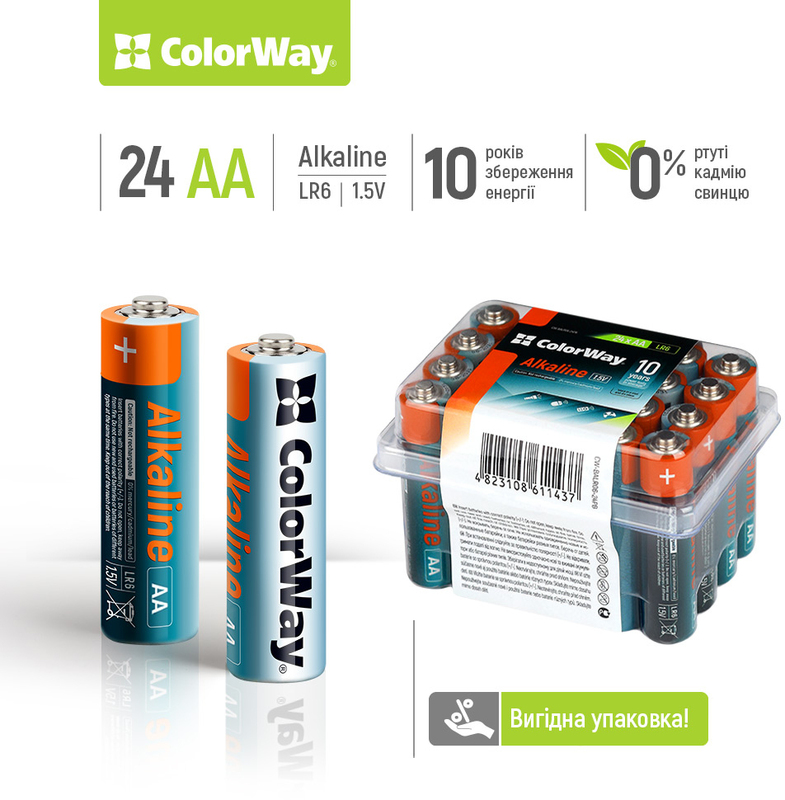 Батарейки СolorWay Alkaline AA блiстер 24 шт. фото
