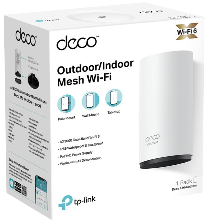 Iнтернет роутер TP-Link Deco X50-Outdoor (1-pack) Wi-Fi 6 (2.4Gz/5Gz) 574+2402Мбіт/с фото
