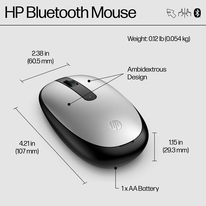 Миша HP 240 бездротова BT (Silver) 43N04AA - фото - №3
