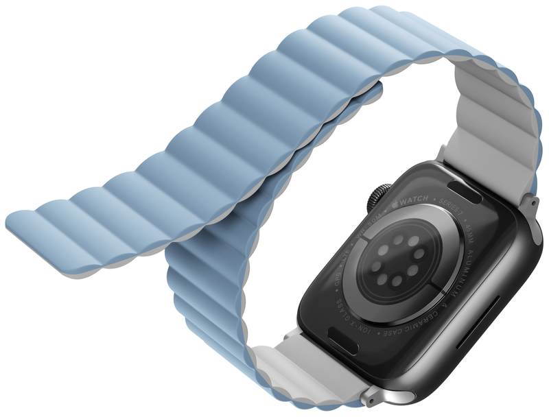 Ремінець Apple Watch Strap 49/45/44/42 mm Uniq Revix Reversible Magnetic Arctic (White/Blue) фото