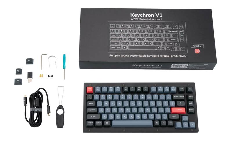 Клавіатура Keychron V1 84 Key QMK Gateron G PRO Brown Hot-Swap RGB (Frosted Black) V1A3_KEYCHRON фото