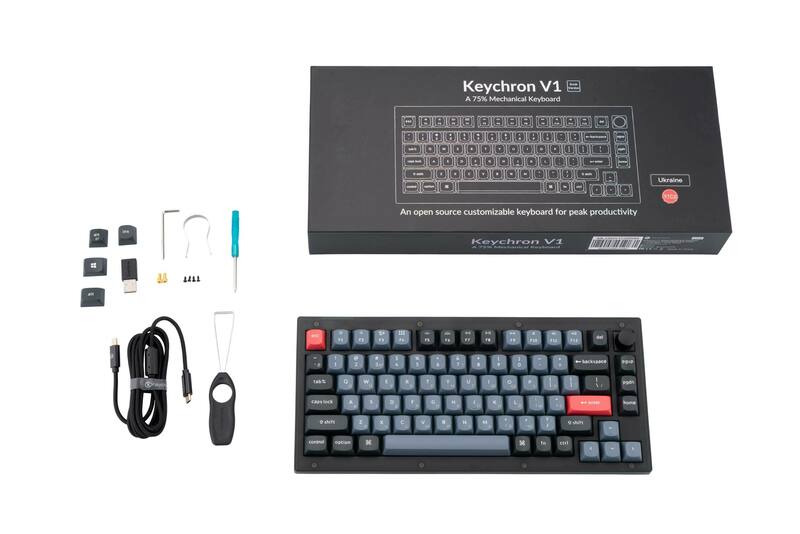 Клавіатура Keychron V1 84 Key QMK Gateron G PRO Brown Hot-Swap RGB Knob (Frosted Black) V1C3_KEYCHRON фото