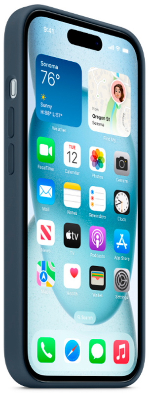 Чехол для iPhone 15 Silicone Case with MagSafe Storm Blue (MT0N3ZM/A) - фото - №5