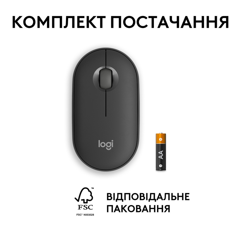 Мышь Logitech Pebble Mouse 2 M350s Wireless (Graphite) 910-007015 фото