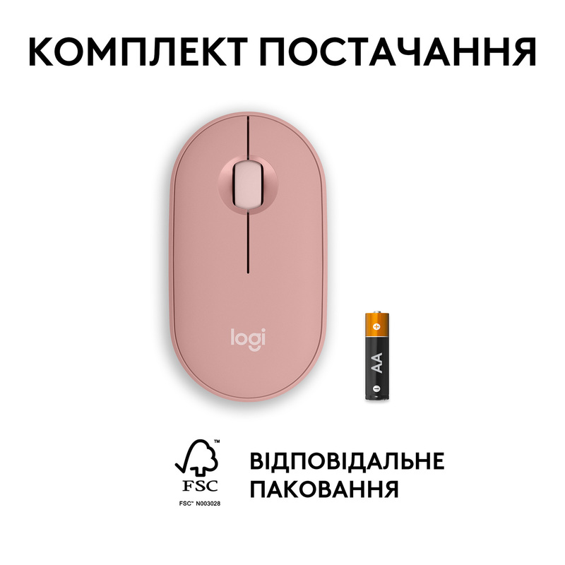Миша Logitech Pebble Mouse 2 M350s Wireless (Pink) 910-007014 фото