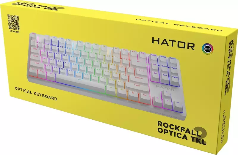 Ігрова клавіатура HATOR Rockfall 2 Optica TKL black (HTK-731) white фото