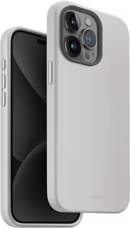 Чохол для Iphone 15 Pro Max UNIQ MAGCLICK CHARGING LINO HUE - CHALK GREY (UNIQ-IP6.7P(2023)-LINOHMCGRY) - фото - №1