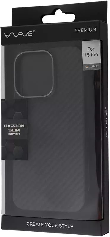 Чохол для iPhone 15 Pro WAVE Premium Carbon Slim with MagSafe (black) фото