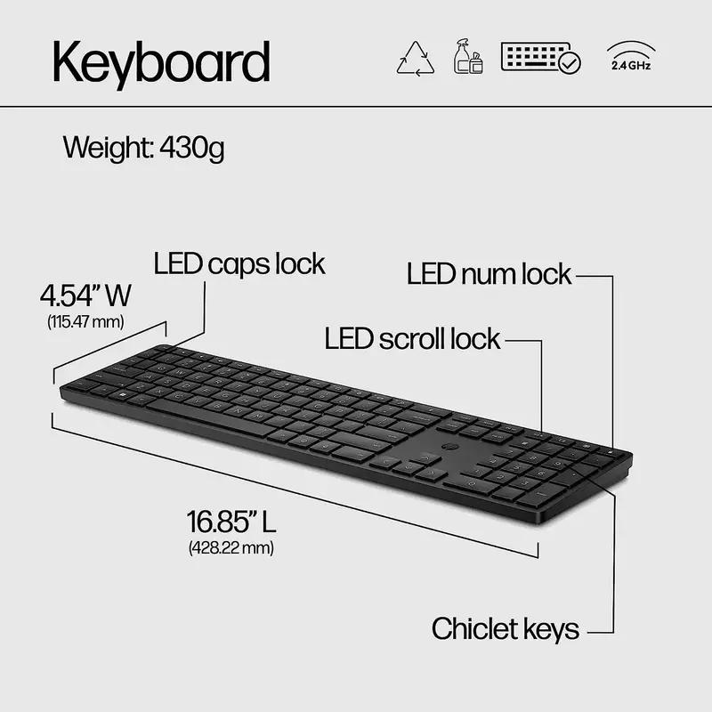 Клавиатура HP 450 Programmable WL (Black) 4R184AA - фото - №13