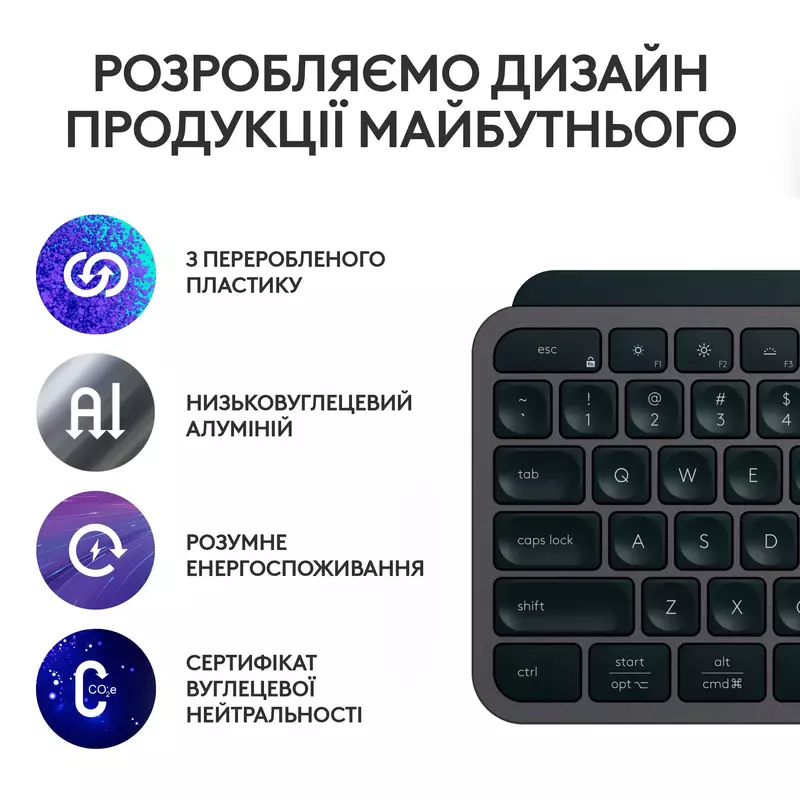 Клавiатура Logitech MX Keys S Advanced Illuminated UA Wireless (Graphite) 920-011593 фото