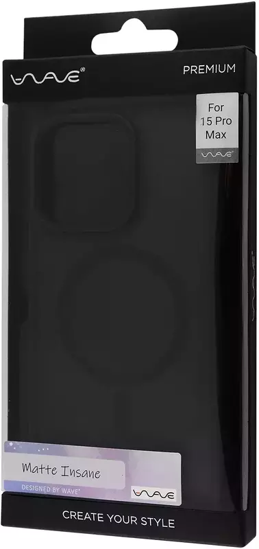 Чохол для iPhone 15 Pro Max WAVE Matte Insane Case with MagSafe (black) - фото - №4