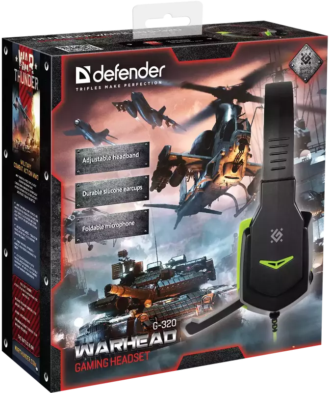 Гарнітура ігрова Defender Warhead G-320 (Black-Green) 64032 фото