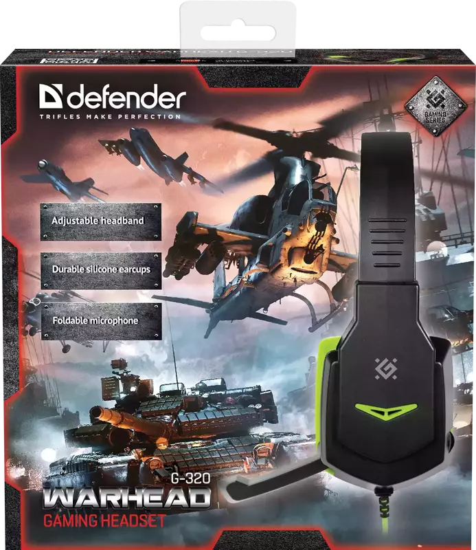 Гарнитура игровая Defender Warhead G-320 (Black-Green) 64032 фото