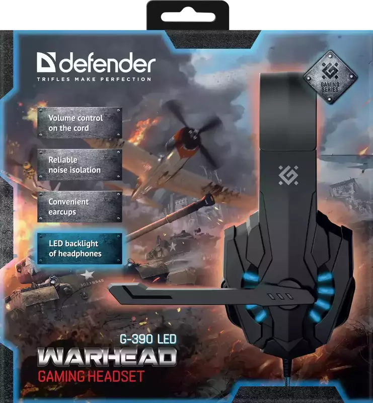 Гарнітура ігрова Defender Warhead G-390 LED (Black Blue) 64039 фото