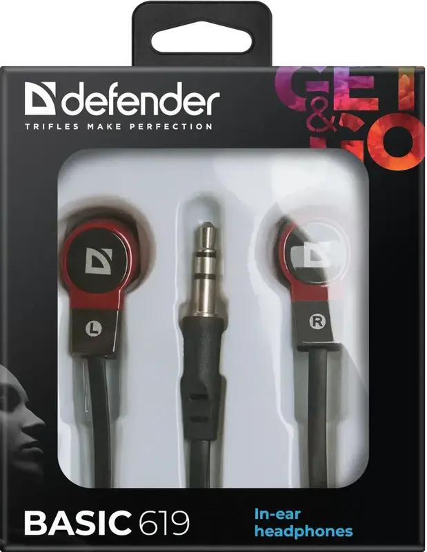 Наушники Defender Basic 619 (Black-Red) 63619 фото