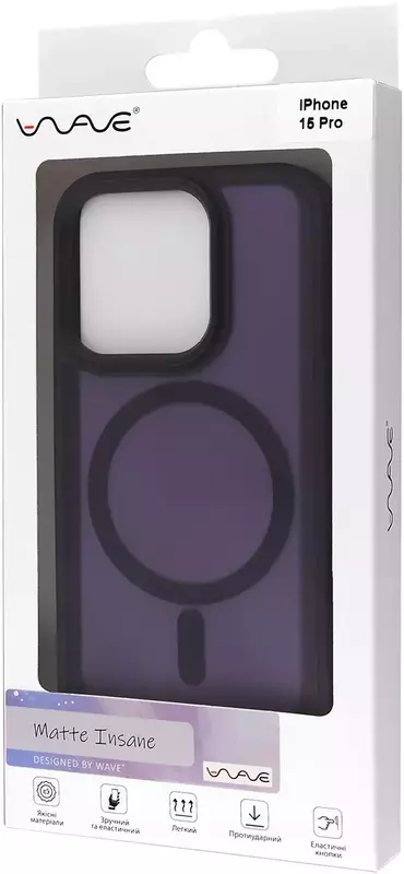 Чохол для iPhone 15 Pro WAVE Matte Insane Case with MagSafe (deep purple) фото