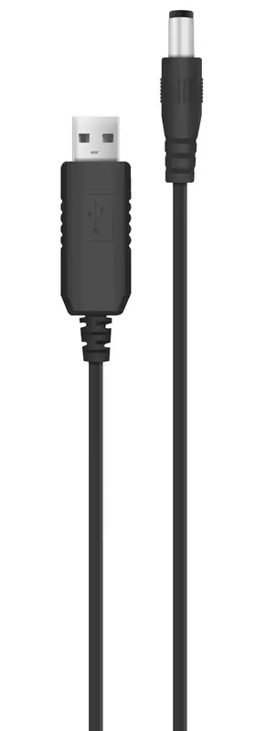 Кабель живлення USB-A > DC 5.5х2.5мм, 12В/1A, чорний фото