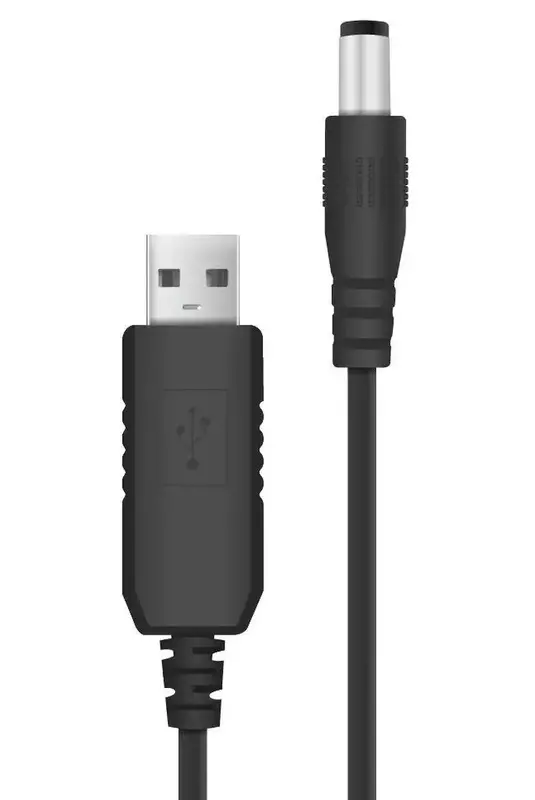 Кабель живлення USB-A > DC 5.5х2.5мм, 12В/1A, чорний фото