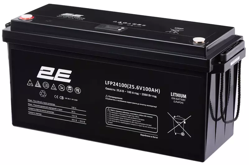 Акумуляторна батарея 2E LFP24, 24V, 100Ah, LCD 8S (2E-LFP24100-LCD) фото
