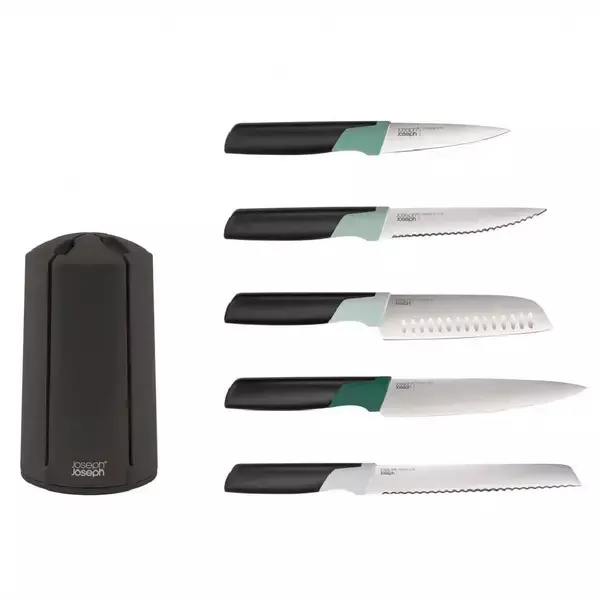 Набір ножів із блоком Joseph Joseph ELEVATE, 6 предметів, чорний із зеленим (10541) фото